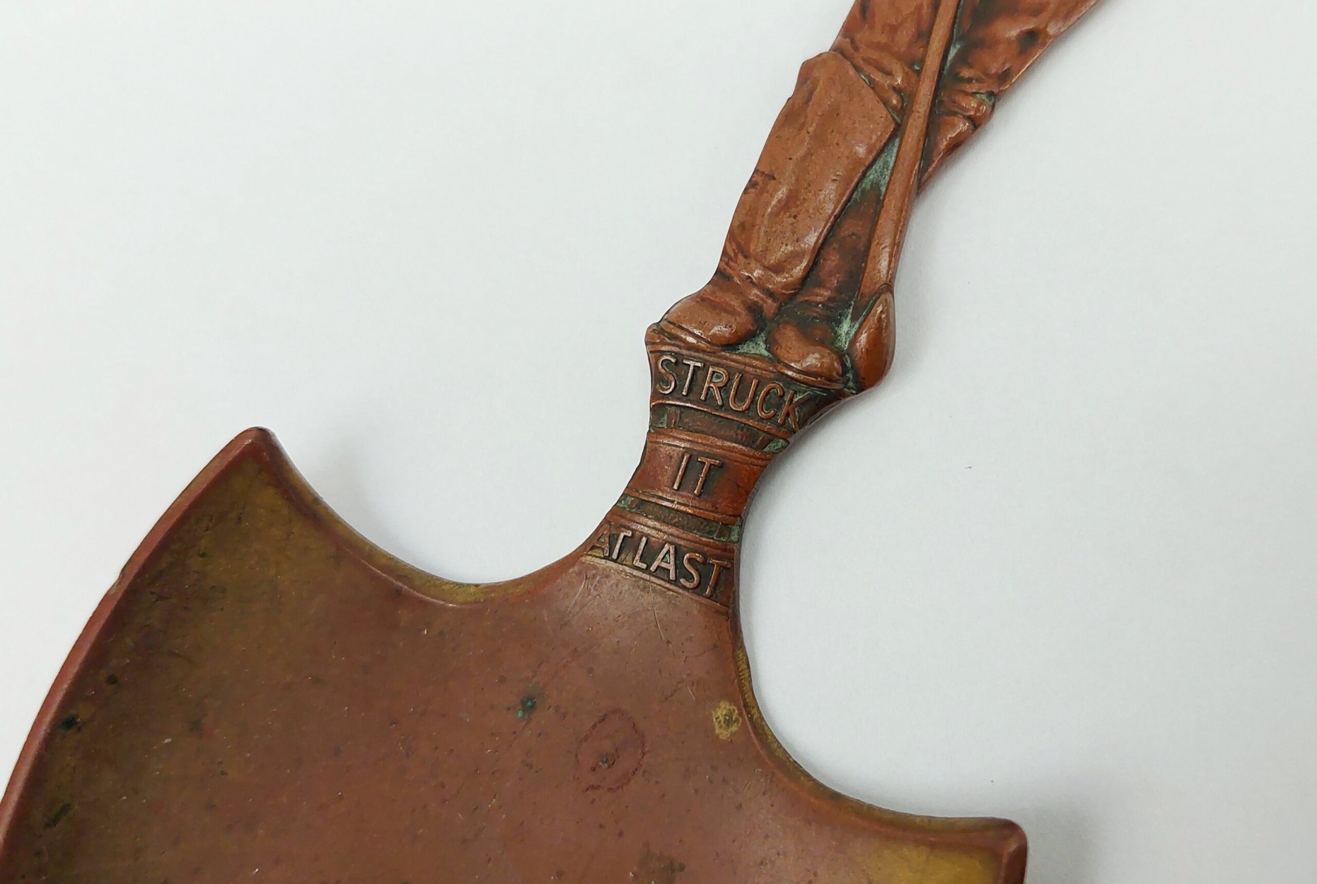 USA Early 20thC Gilt Bronze Missoula Montana Struck It At Last Souvenir Shovel - Image 6