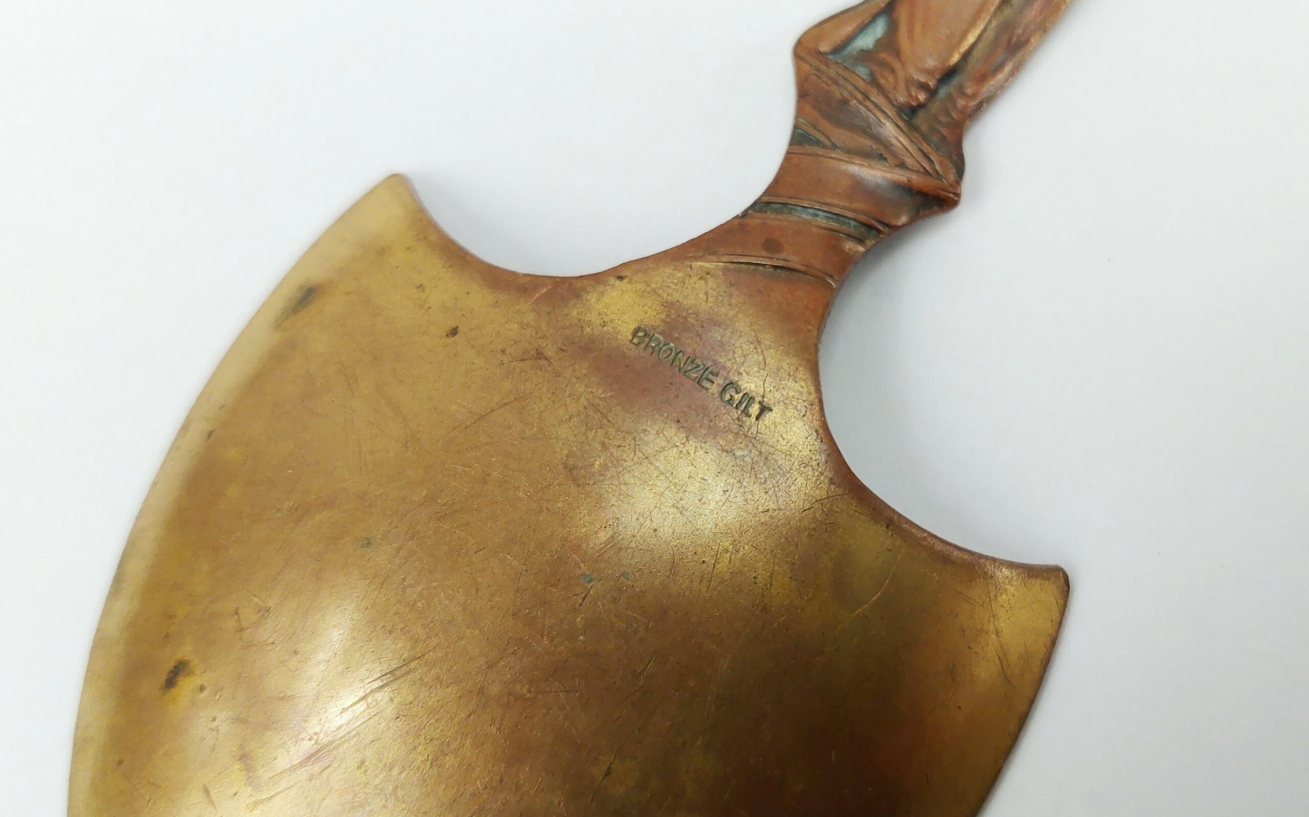 USA Early 20thC Gilt Bronze Missoula Montana Struck It At Last Souvenir Shovel - Image 4