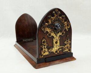 Victorian Folding Book Ends With Agate Cabochon And Gilt Metal Fittings