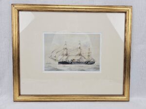 Watercolour of 'Sail & Steam Battleship' Attributed to Mackenzie Thomson (1870-1892)