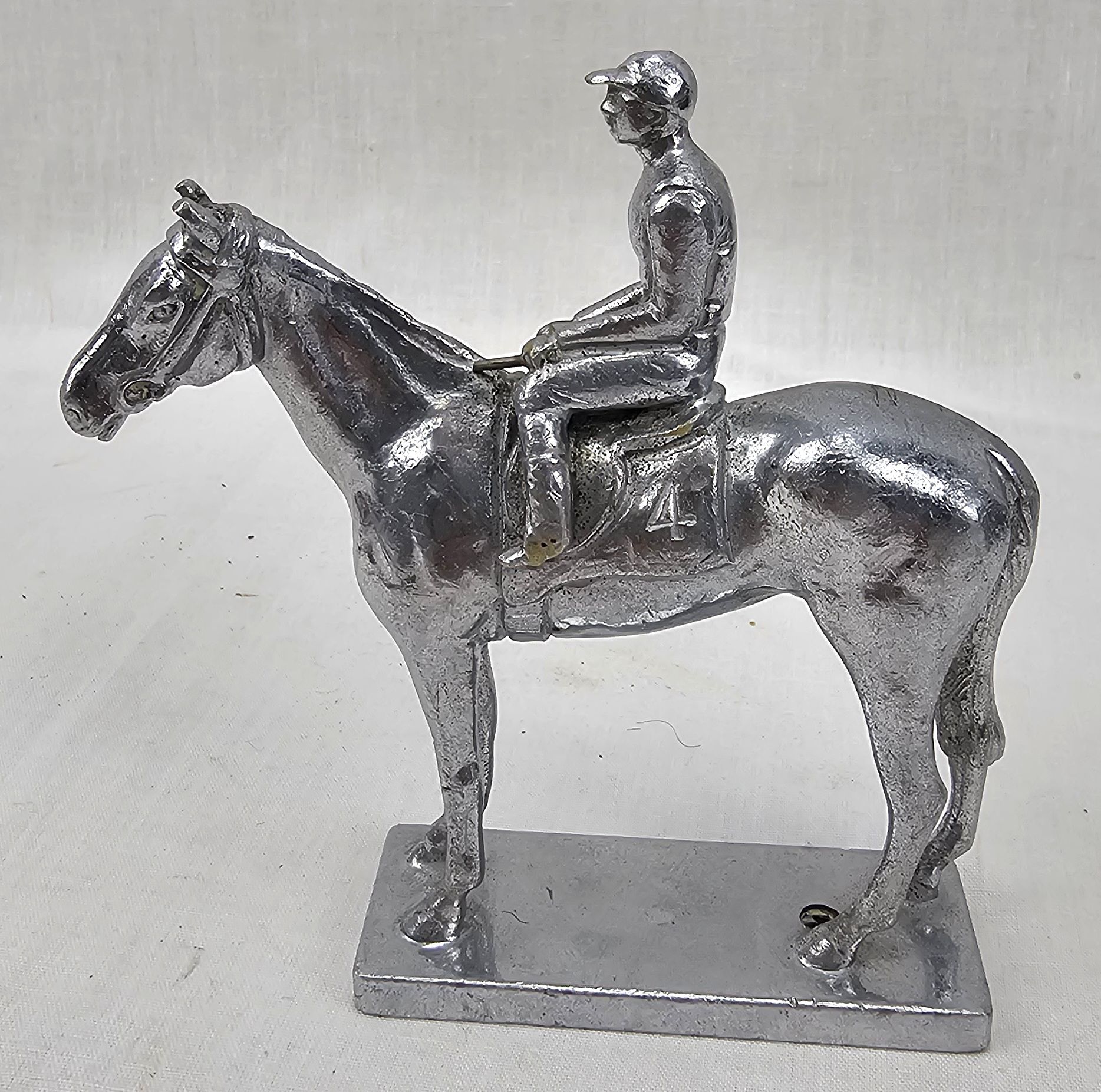 Art Deco Chromed Racehorse And Jockey Car Mascot By Louise Lejeune