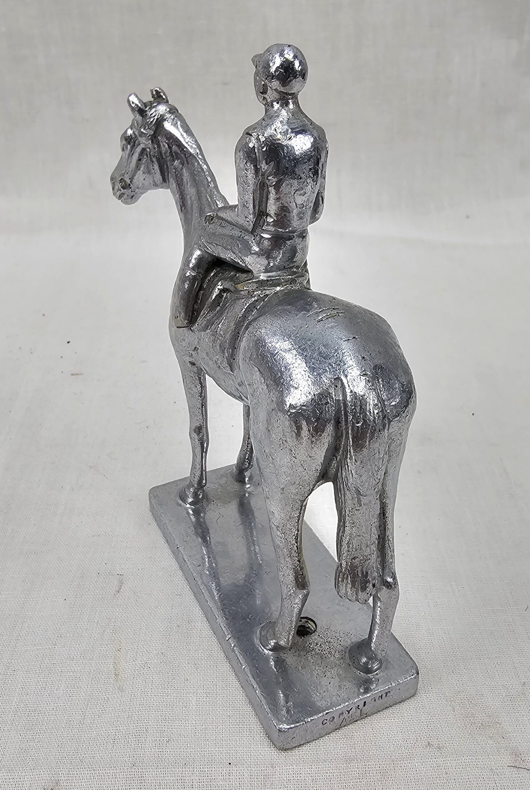 Art Deco Chromed Racehorse And Jockey Car Mascot By Louise Lejeune - Image 3