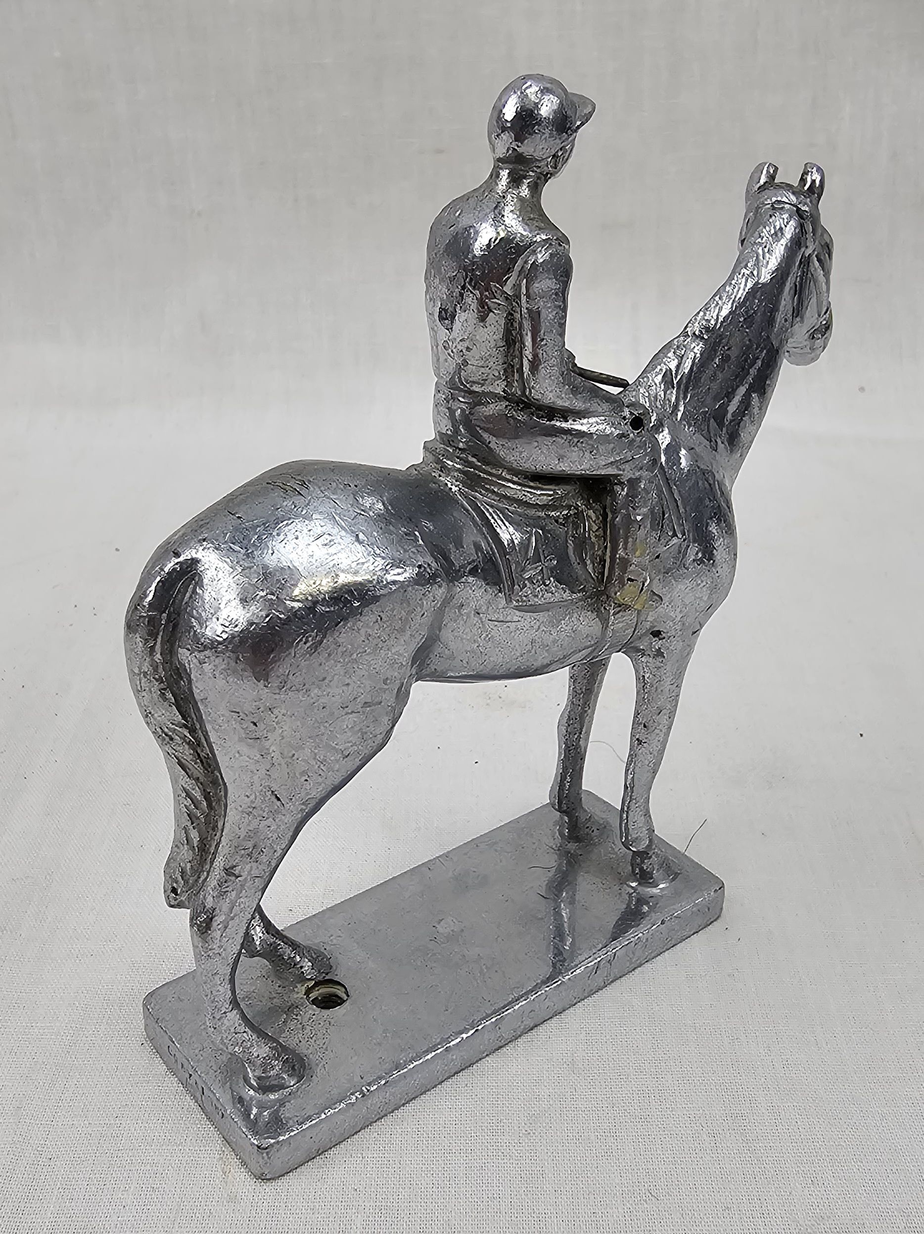 Art Deco Chromed Racehorse And Jockey Car Mascot By Louise Lejeune - Image 2
