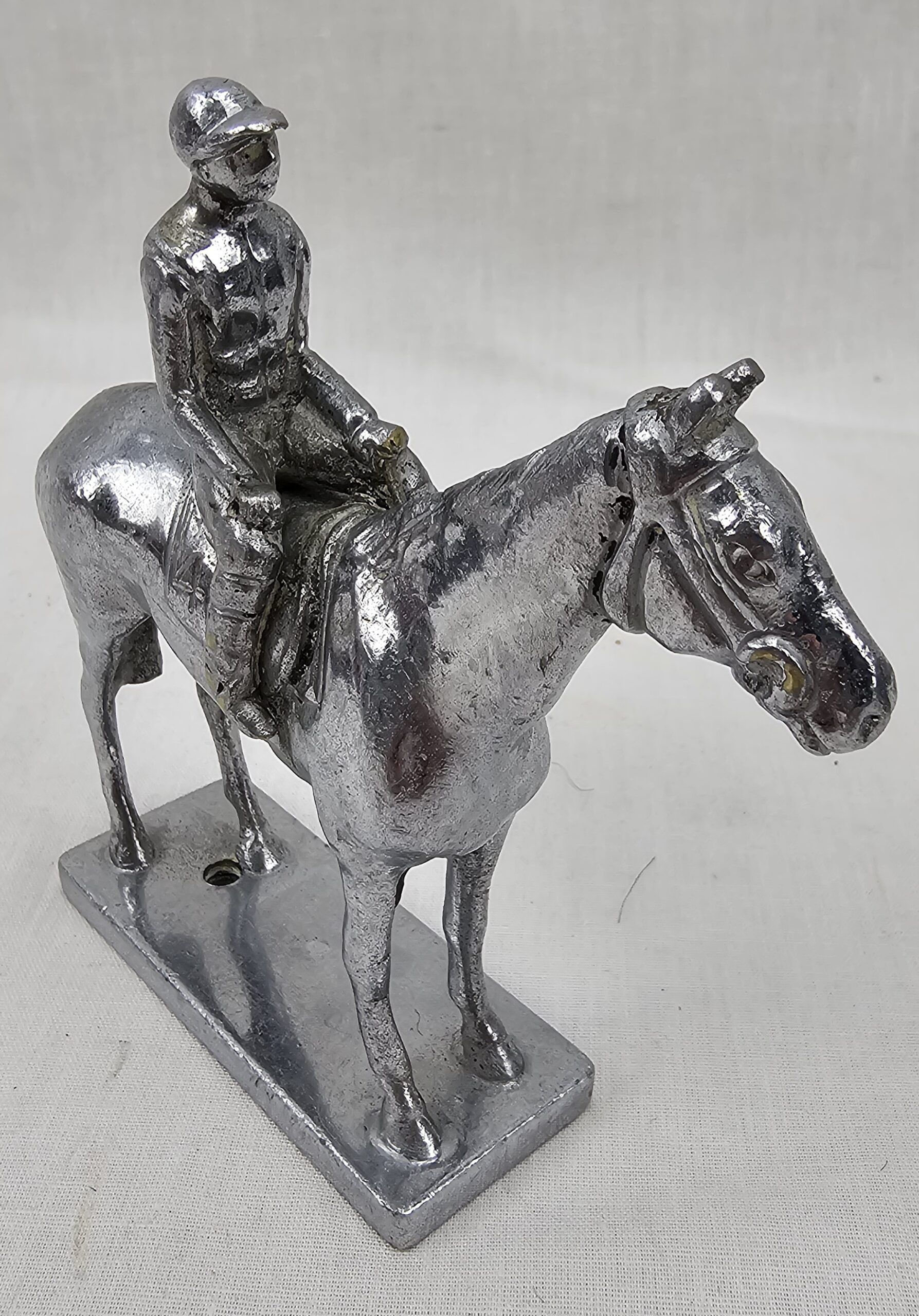 Art Deco Chromed Racehorse And Jockey Car Mascot By Louise Lejeune - Image 4