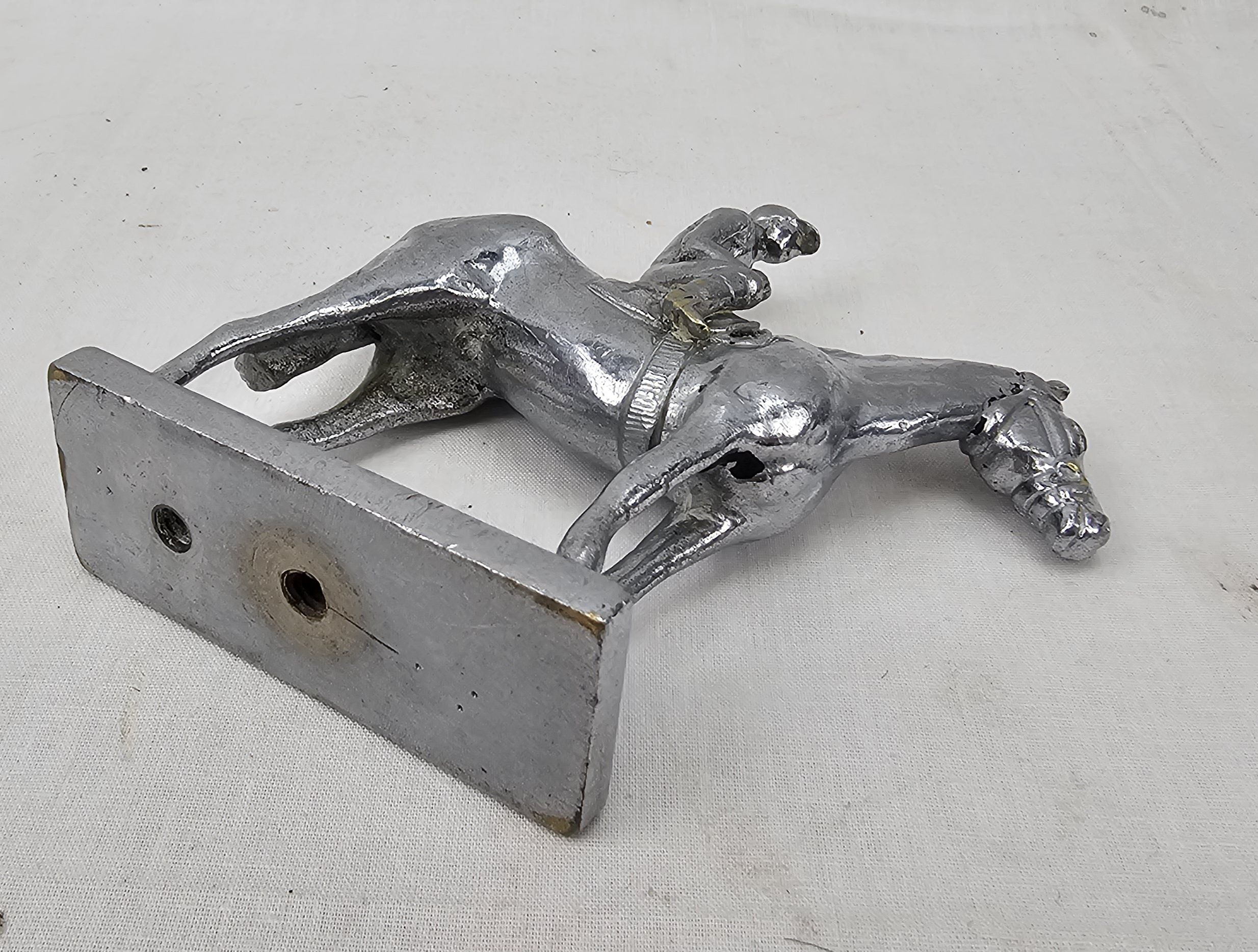 Art Deco Chromed Racehorse And Jockey Car Mascot By Louise Lejeune - Image 5