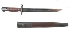 Australian, WW2, Owen Mk. I Submachine Gun Bayonet, Dated 1944, Made at the Orange Arsenal, with Scabbard Dated 1953