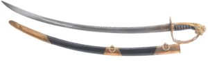 UNIQUE: British, 1803 Pattern Blue & Gilt Light Infantry Sabre, with Original Scabbard, Dated May 1805, Engraved Presented to Colonel William Clinton of the 55th Foot, Osborne's Warranted