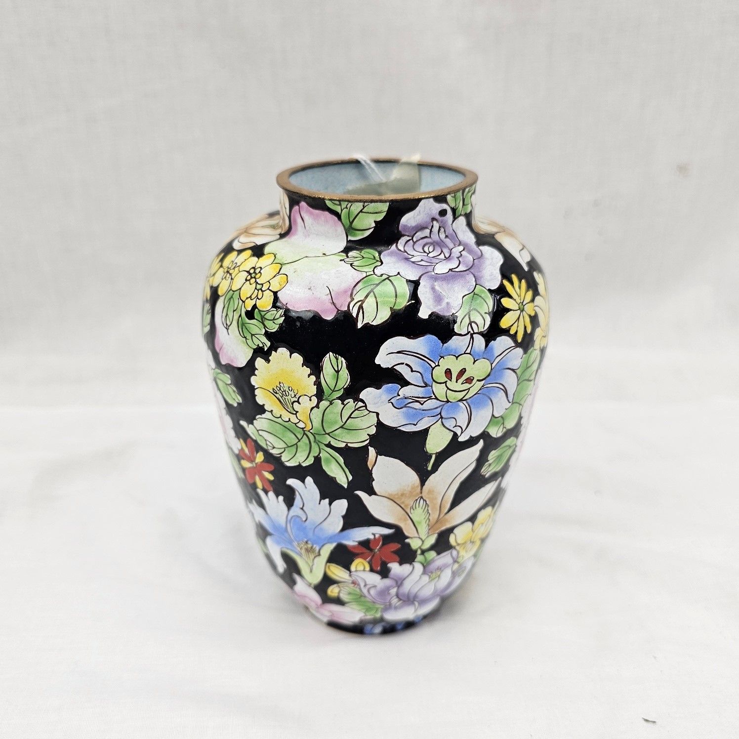 Chinese Floral Cloisonne Vase - Image 4