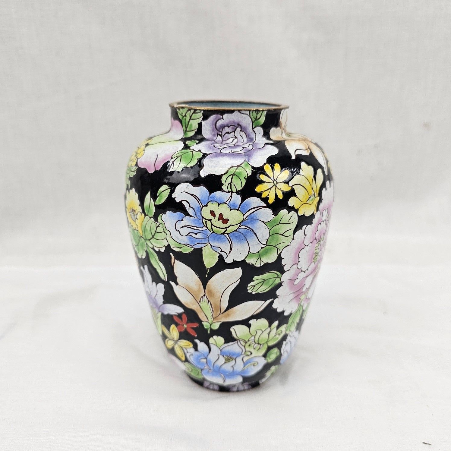 Chinese Floral Cloisonne Vase - Image 2