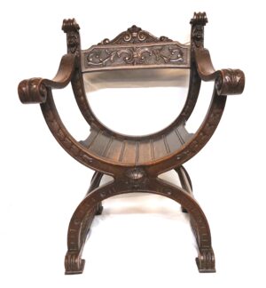 French, c1880 Savonarola Chair in Henry II Style