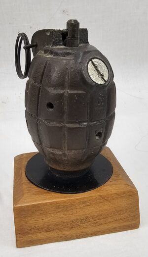 Inert WW2 No 36M Mk1 Mills Bomb With SMLE Grenade Launcher Disc