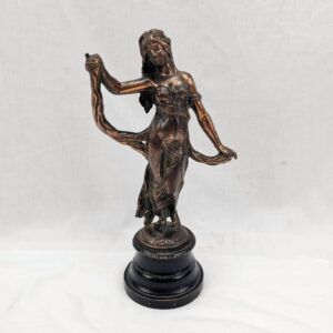 Late 19th Century Art Nouveau Bronze Figurine On Socule Base