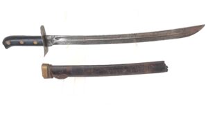 Netherlands, WW2, Dutch East Indies M1940 Marechaussee Sabel or Klewang, with Scabbard, Modified by Japanese into a Heiho or Machete, Dated 1941