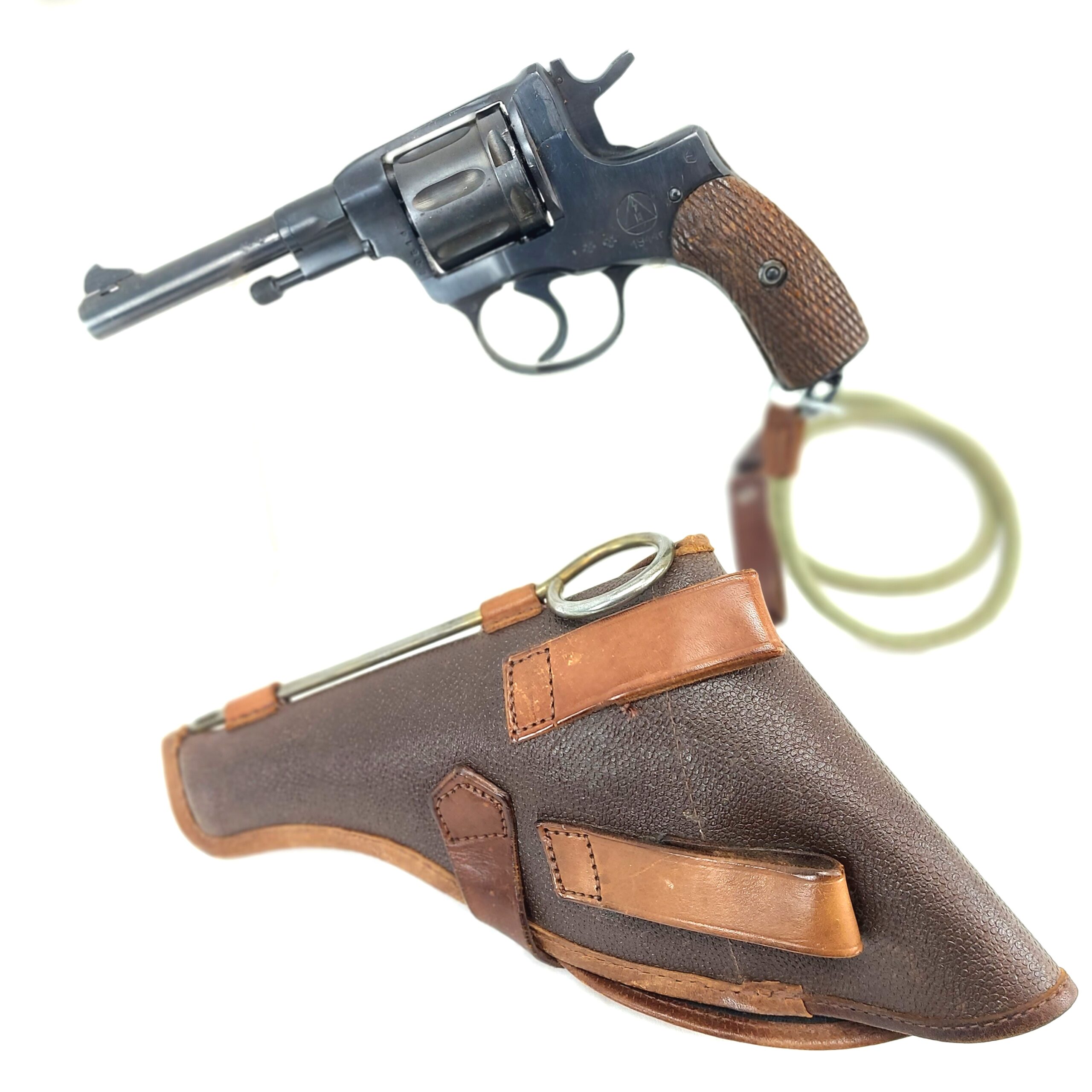 Soviet, WW2, Nagant M1895 Double Action 7.62 Cal 7-Shot Revolver, Dated 1944, Made by Izhevsk Arsenal, with Original Holster, Lanyard & Cleaning Rod, Deactivated Old Spec - Image 2