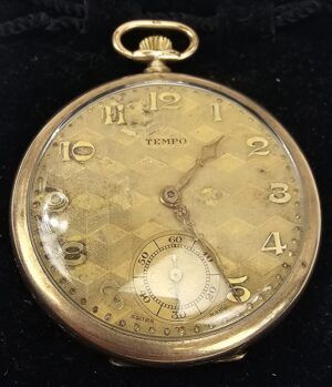 Tempo Open Faced Top Wind Gold Plated Pocket Watch GWO