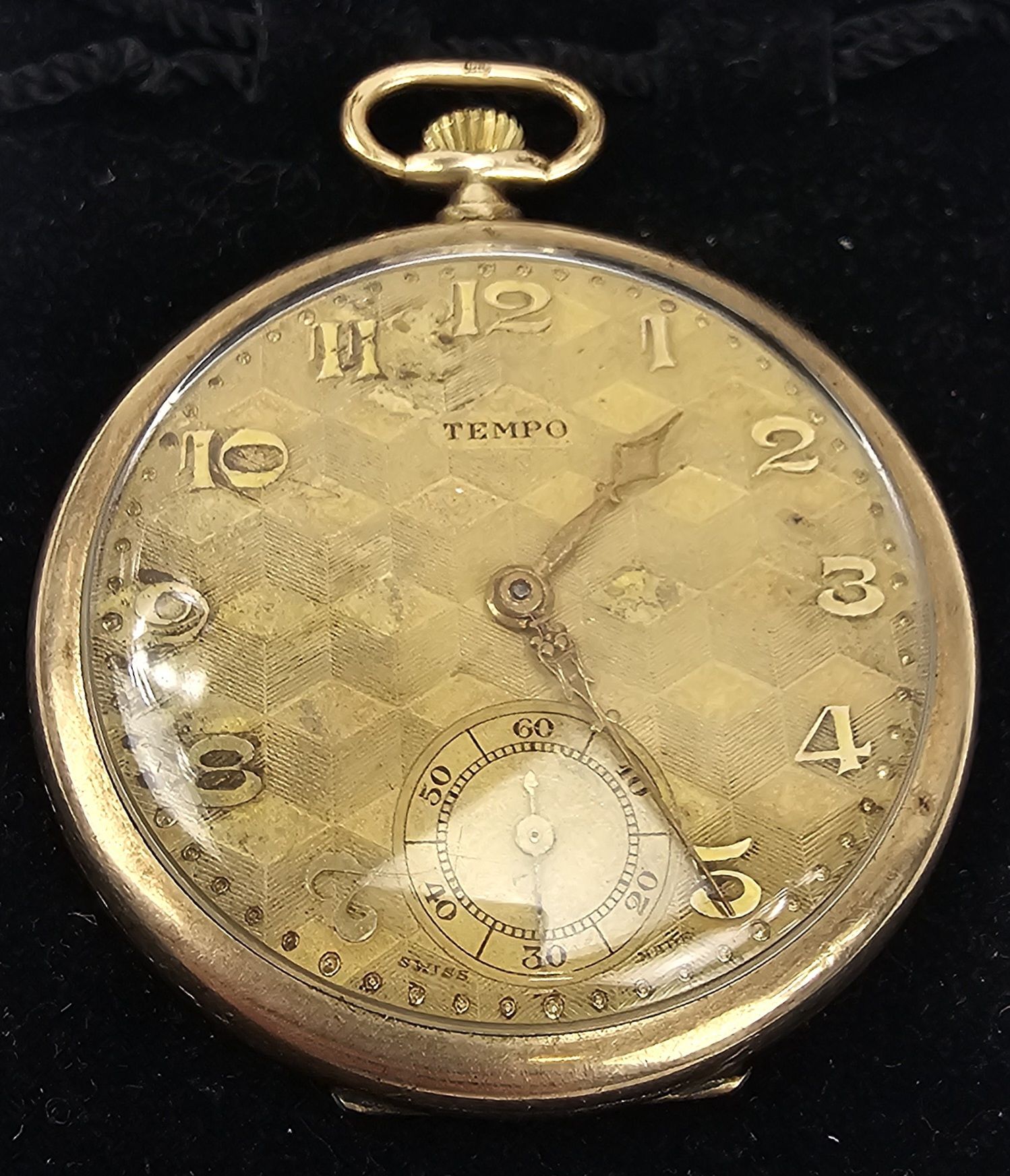 Tempo Open Faced Top Wind Gold Plated Pocket Watch GWO