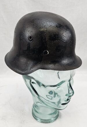 WW2 German M35 Pattern Helmet With Painted Camouflage Finish With Liner And Chinstrap
