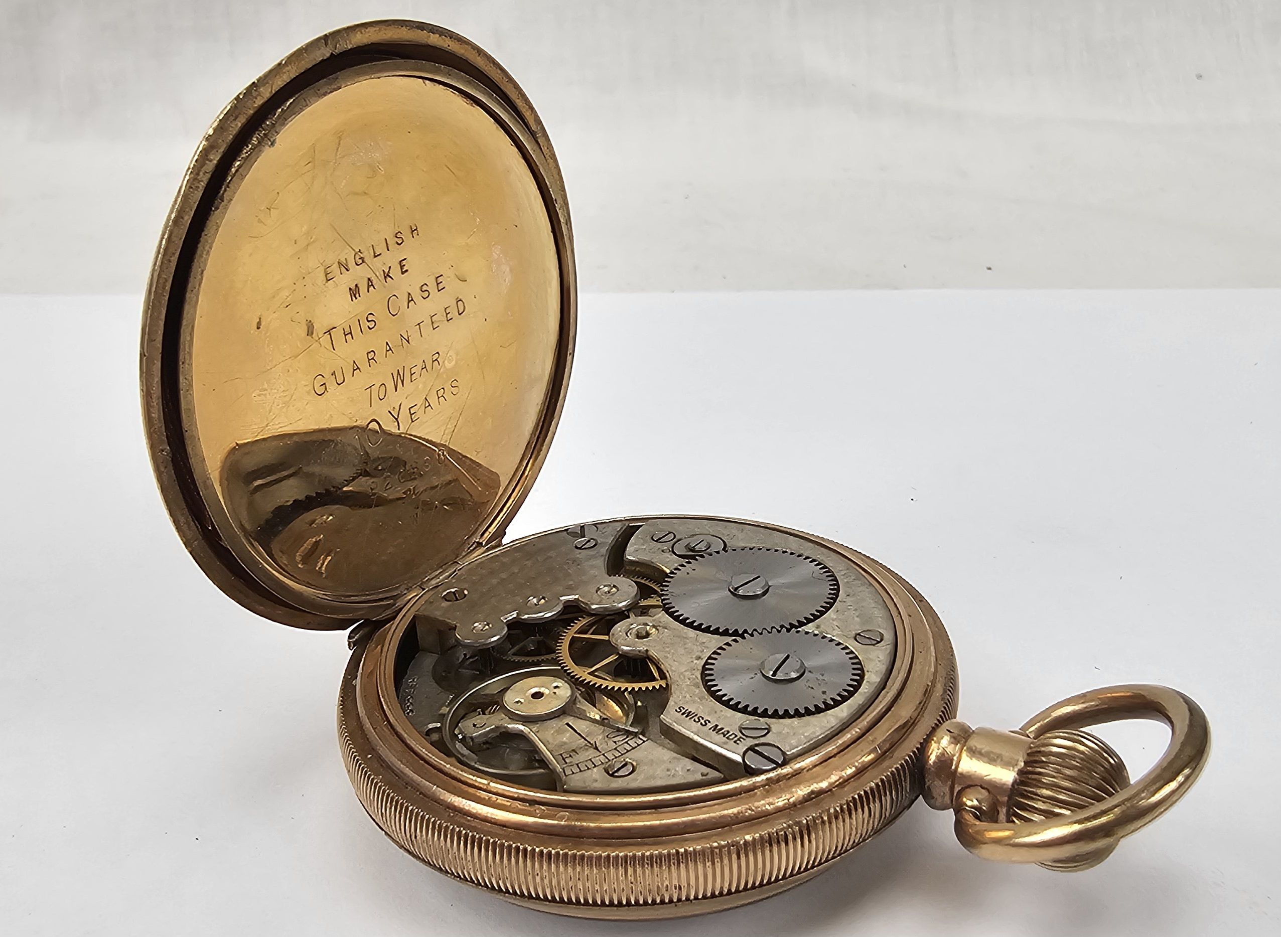 Waltham Open Face Top Wind Gold Plated Pocket Watch GWO - Image 3