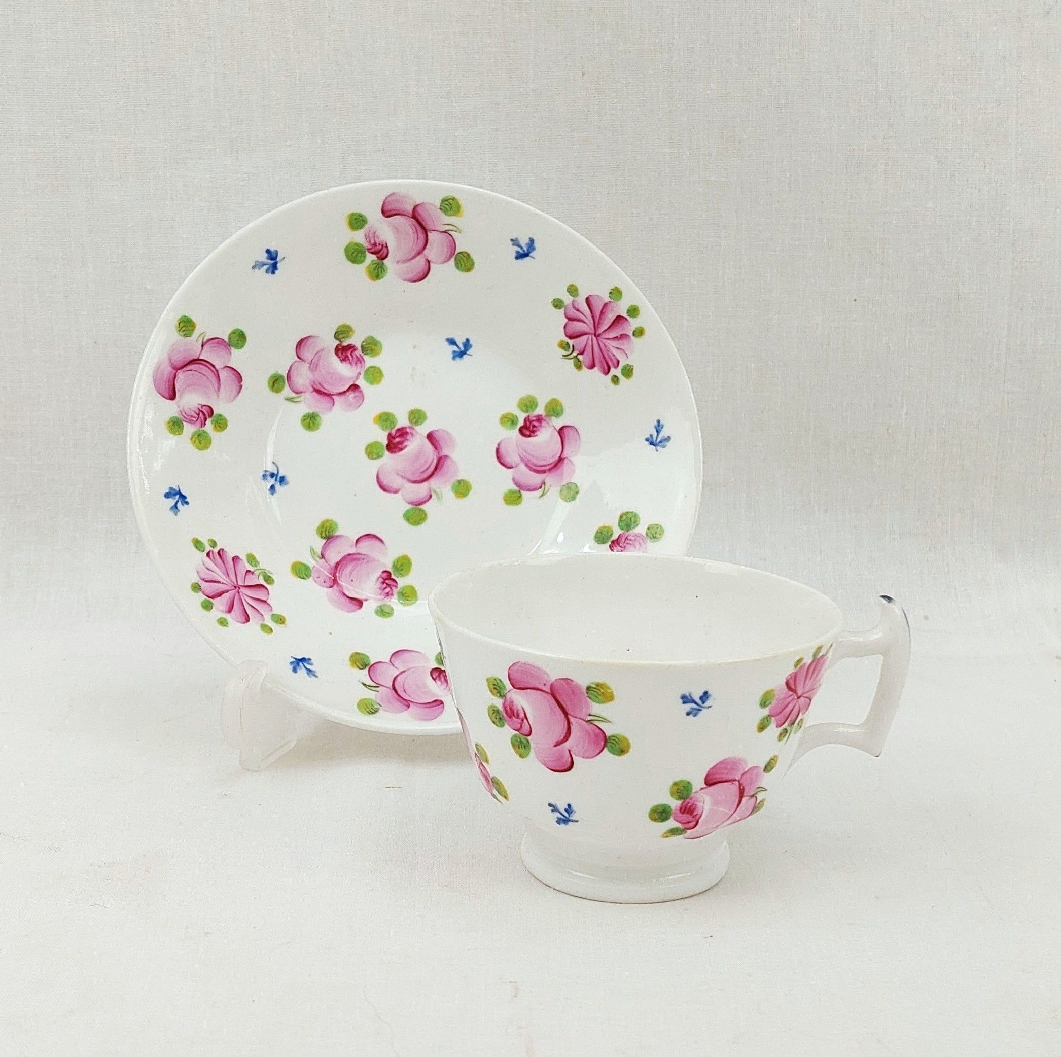 c1810 Georgian Machin Ware London Shape Cup And Saucer