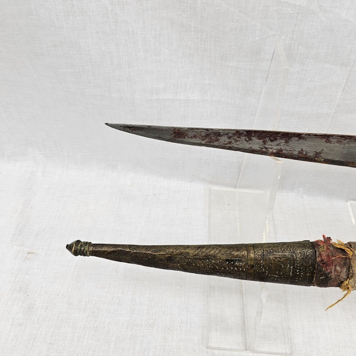 19th Century Indo-Persian/Afghan Choora Knife or Pesh-Kabz Dagger and Scabard - Image 11