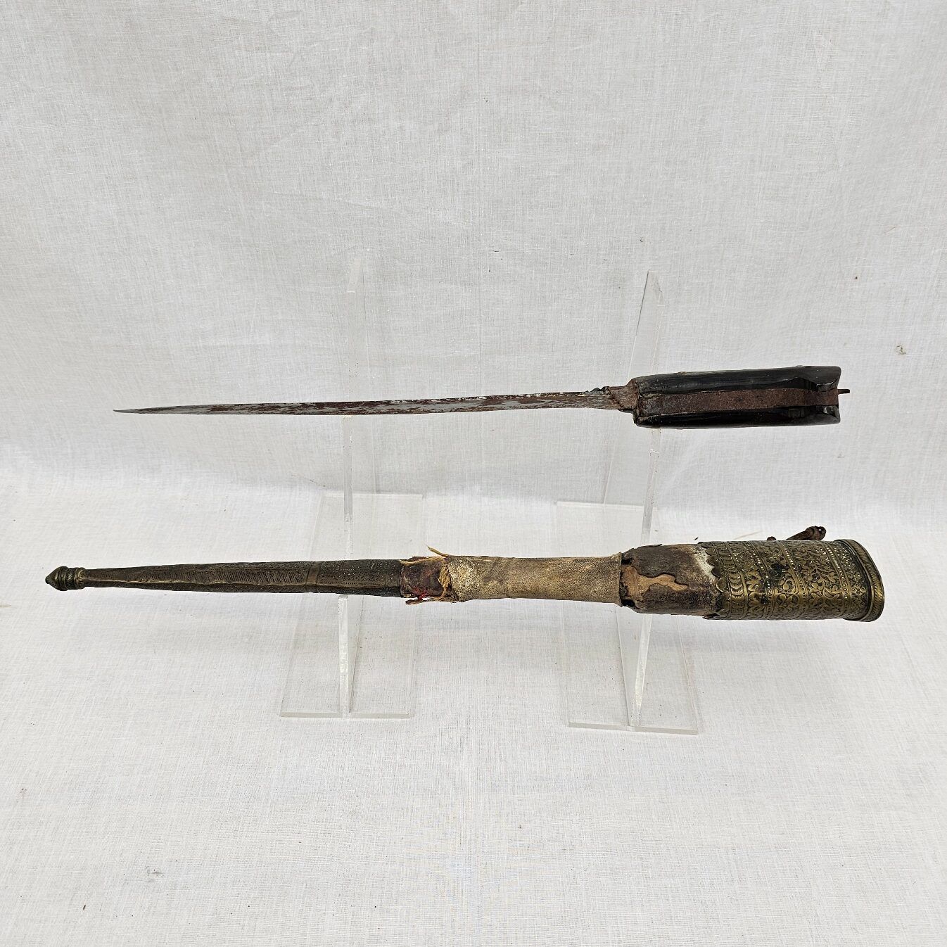 19th Century Indo-Persian/Afghan Choora Knife or Pesh-Kabz Dagger and Scabard - Image 7