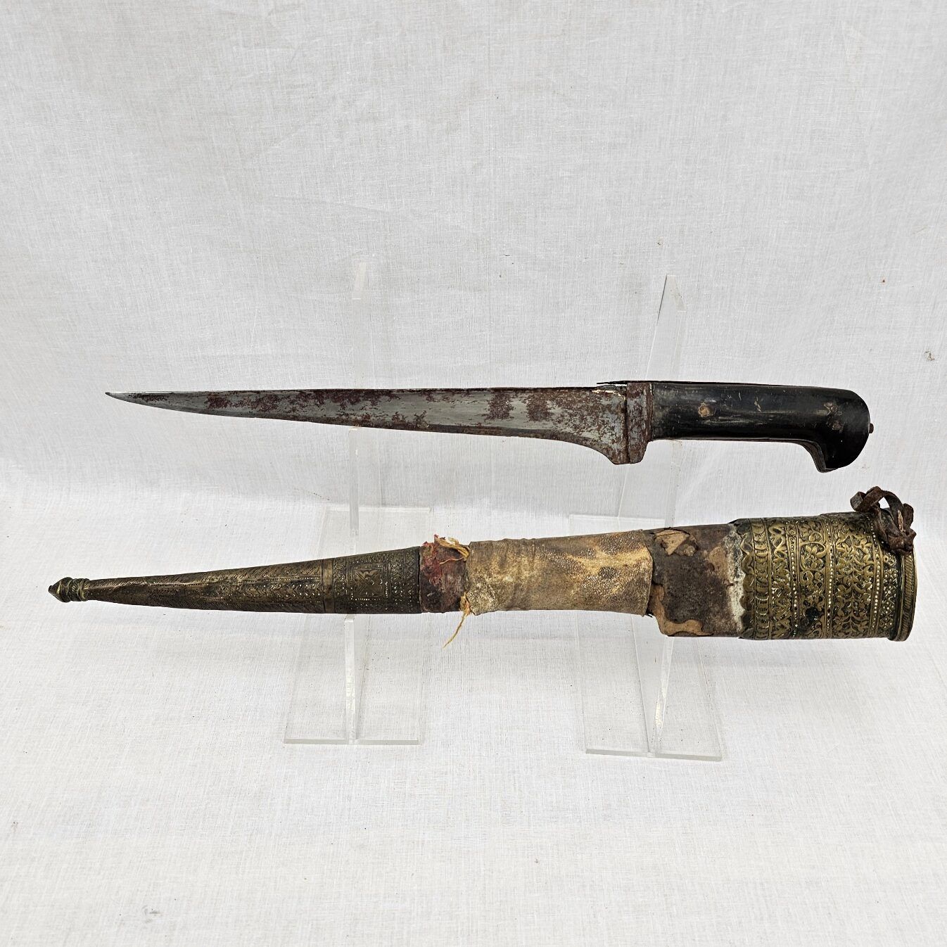 19th Century Indo-Persian/Afghan Choora Knife or Pesh-Kabz Dagger and Scabard - Image 8