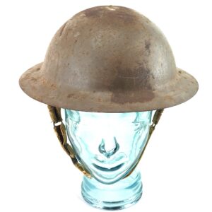 British, WW2, Mark II Brodie Helmet with original leather liner and canvas chin strap. Helmet dated 1941 Made by BMB, Liner Dated 1939 Made by TTC, Size 6 3/4