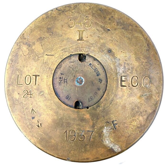 British, Interwar, 3.45in Mk. II 25 Pounder Brass Shell Case, Dated 1937, Made by E.C.C. - Image 4