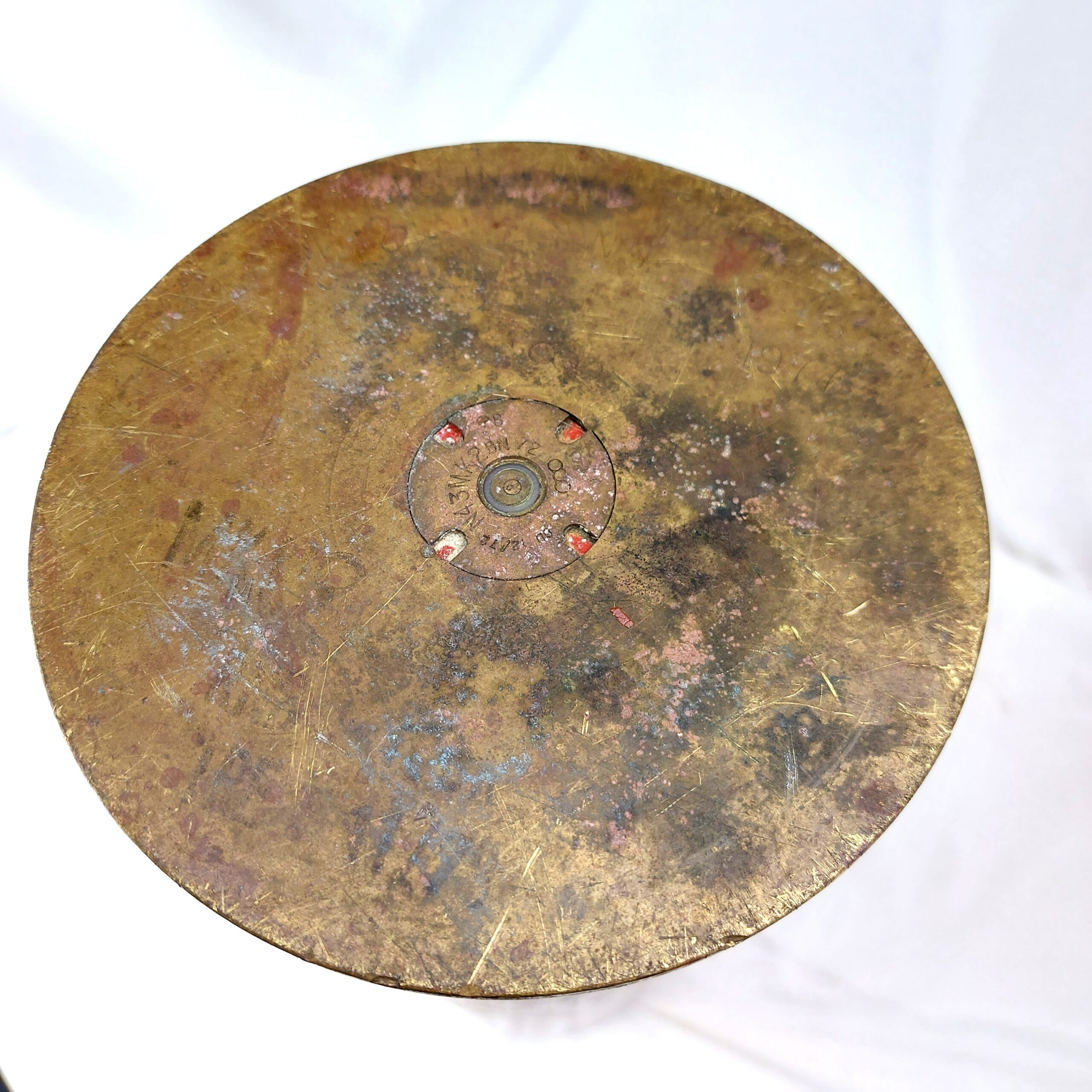 British, Naval 4.5 IN Marks 3-5 Guns Brass Shell Case, Dated 1977, Marked IRE 11/79 from Falkland ship HMS Glamorgan - Image 5
