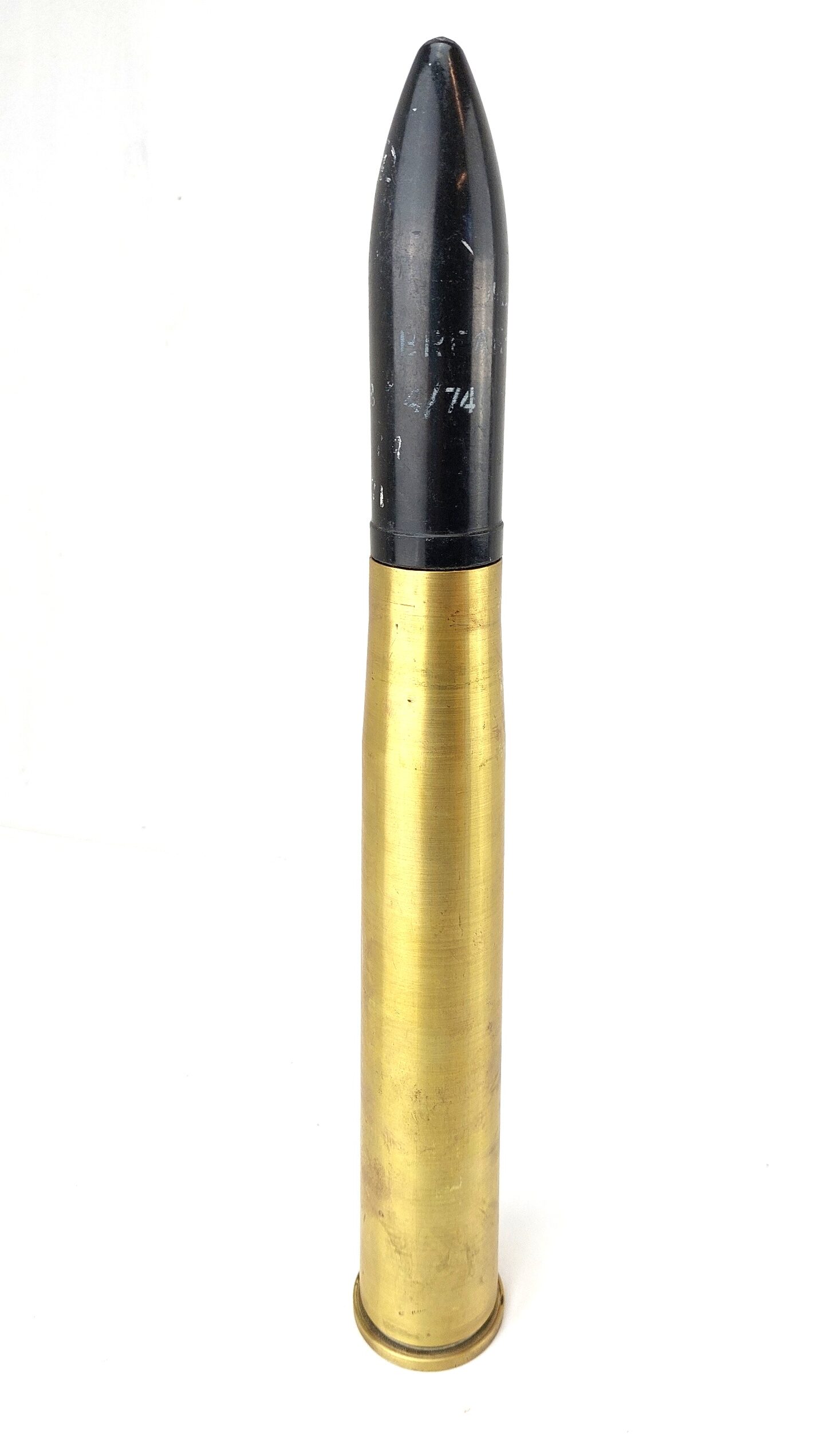 British, WW2 40MM Mark I Bofors Brass Shell Dated 1939, with Training Projectile dated 1974, Shell Made by Royal Laboratories Birtley (RLB), Inert - Image 2