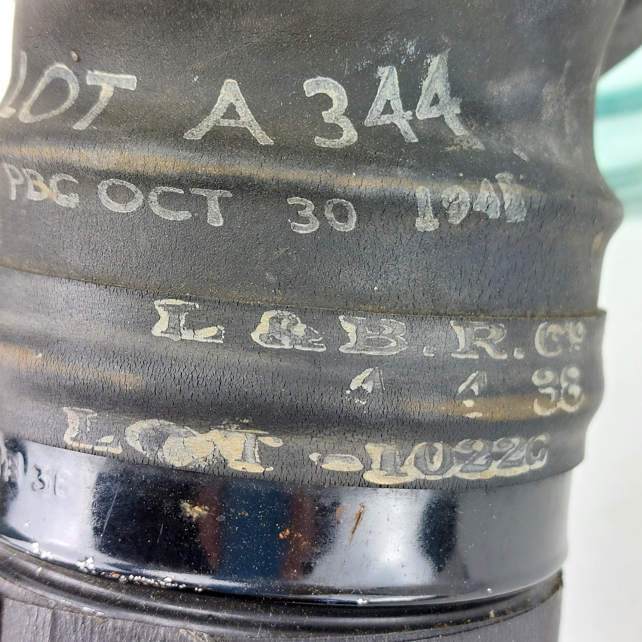 British WW2 Civilian Gas Mask Dated 1941, with WW2 German Long Gas Mask Cannister - marked L.G.P.A Paris, used in the Occupation of France - Image 9