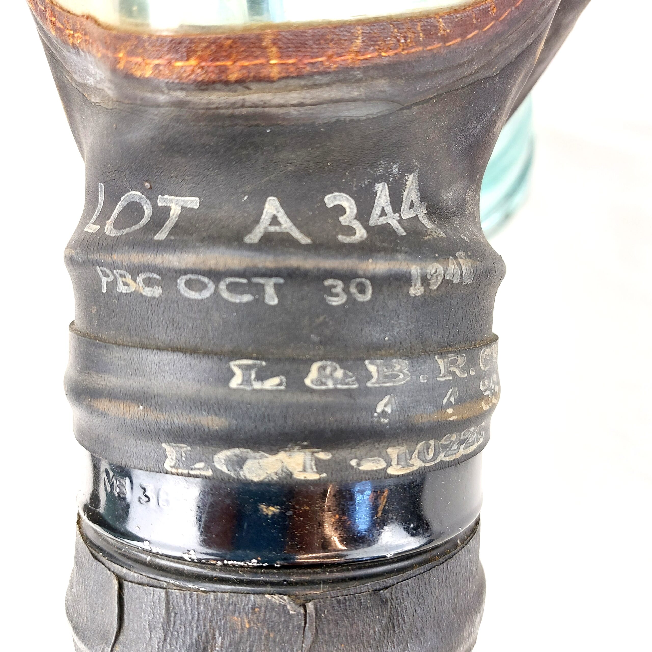 British WW2 Civilian Gas Mask Dated 1941, with WW2 German Long Gas Mask Cannister - marked L.G.P.A Paris, used in the Occupation of France - Image 7