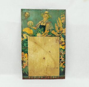 Early 20th Century French Graines Selectionnees Tezier Tin Advertising Sign