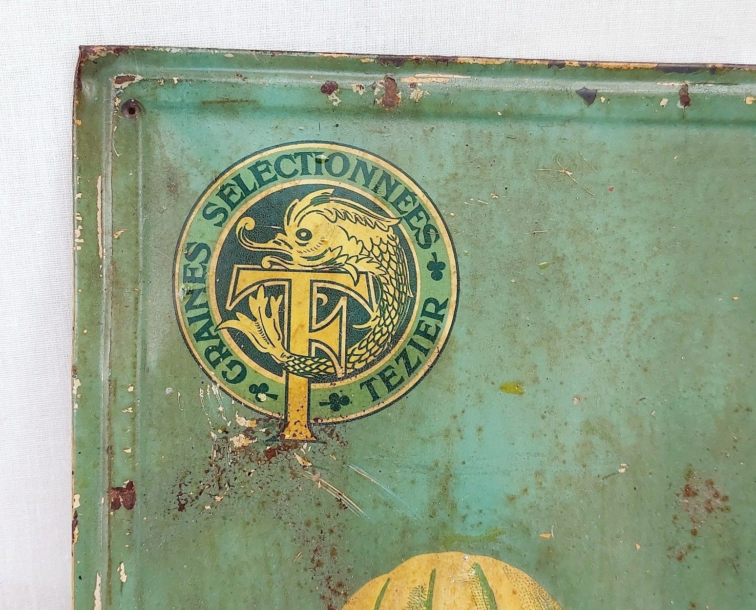 Early 20th Century French Graines Selectionnees Tezier Tin Advertising Sign - Image 6