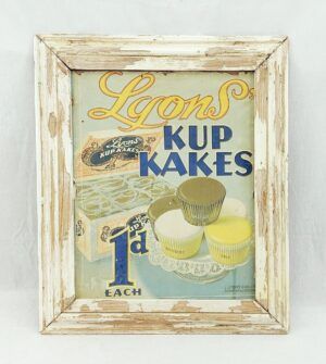Framed 1950s Framed Lyons Kup Kakes Advertising Poster