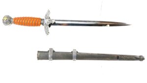 German, WW2, c1937, Third Reich Luftwaffe 2nd Pattern Officers Dagger & Scabbard, by SMF Solingen