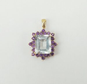 9ct Gold Topaz & Amethyst Pendant