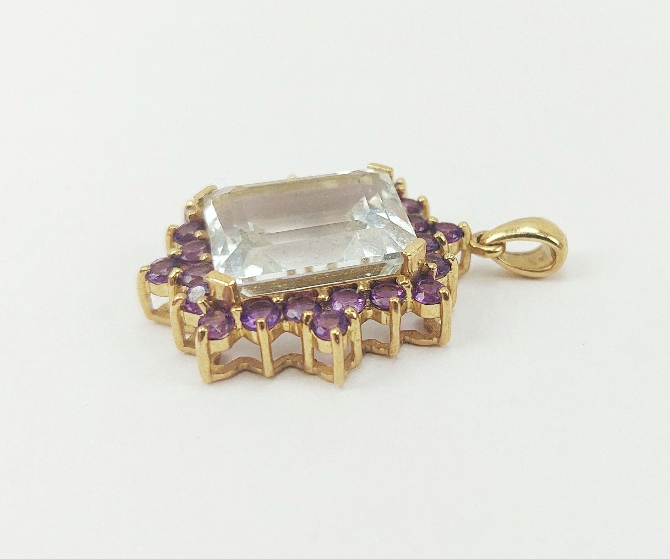 9ct Gold Topaz & Amethyst Pendant - Image 2