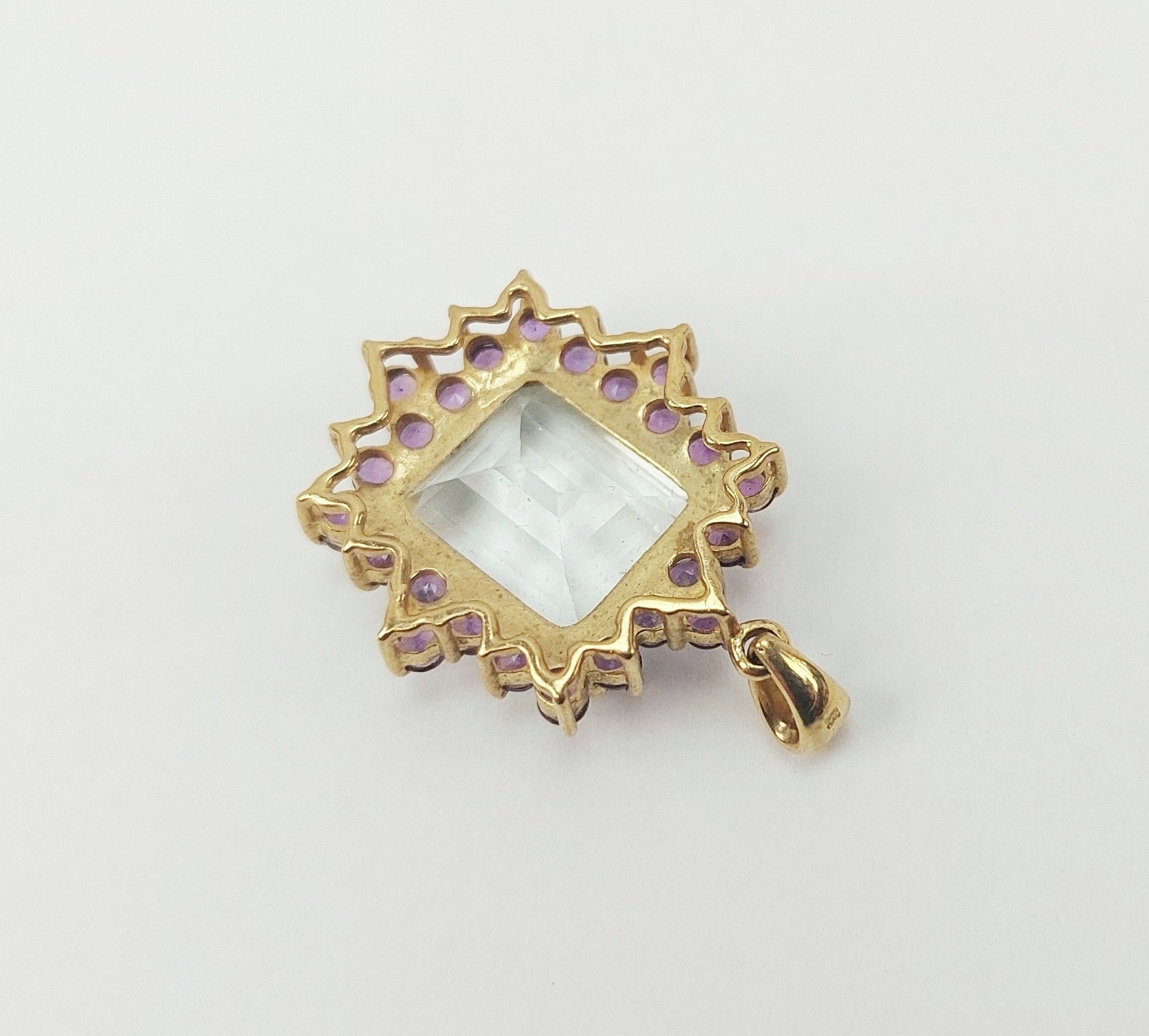 9ct Gold Topaz & Amethyst Pendant - Image 3
