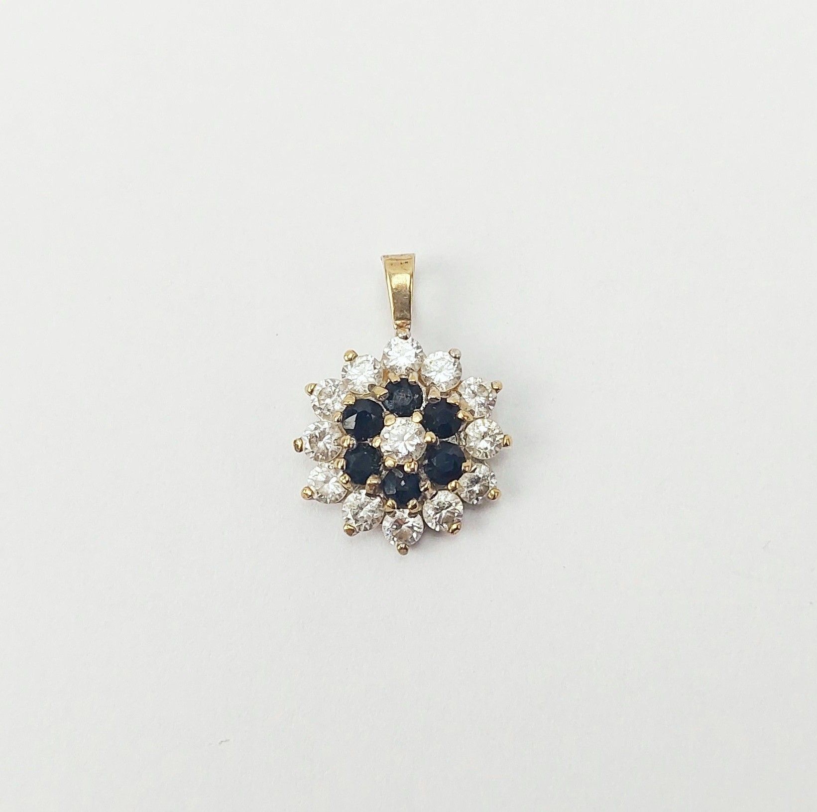 9ct Gold Sapphire & Aquamarine Flower-Head Pendant