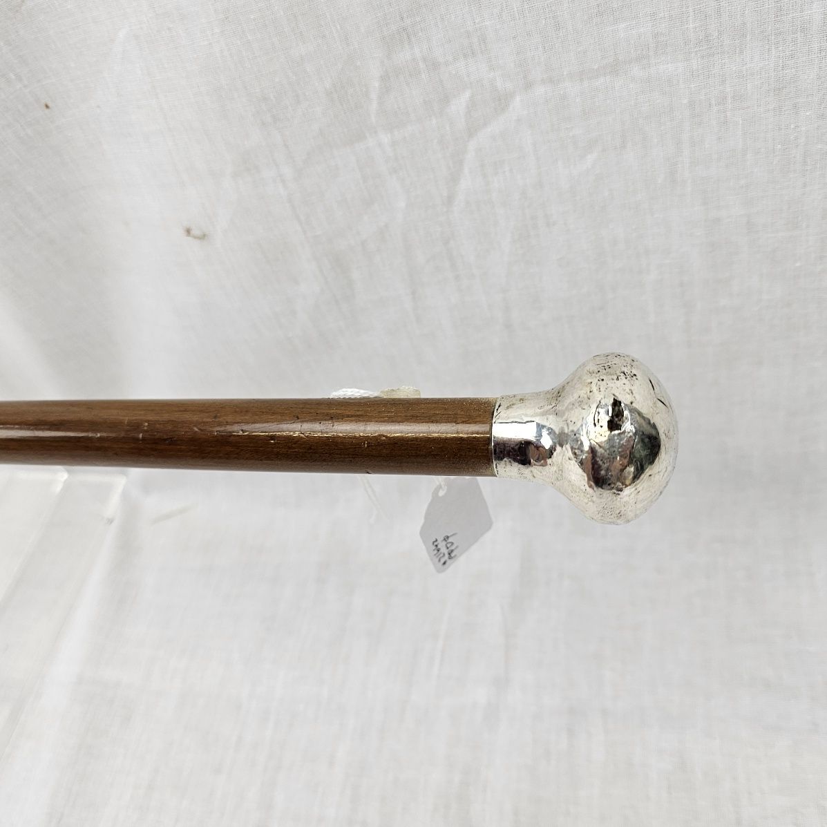 London 1921 Sterling Silver Pommel Wooden Walking Cane - Image 2