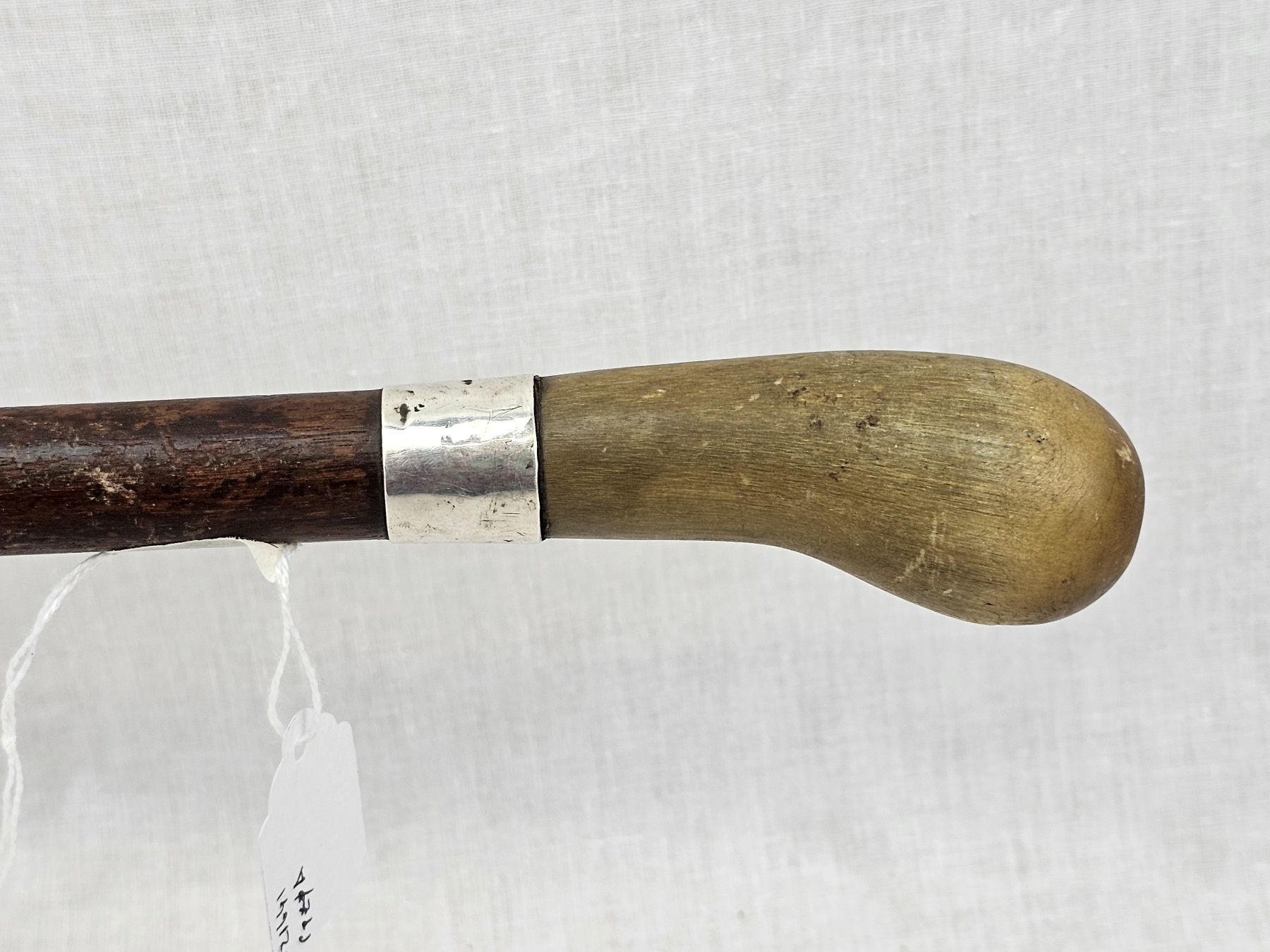 London 1922 Sterling Silver Ferrel Horn Tipped Horn Tipped Wooden Cane/Stick - Image 2