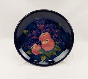 Moorcroft Blue Finches Pattern Plate Designed By Sally Tuffin