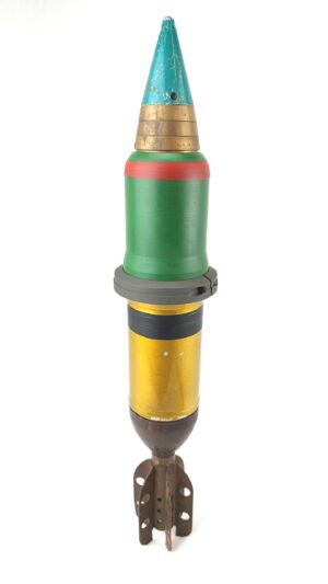 VERY RARE: British 4.2inch BEDS Sabot Mortar Bomb, with BN 390 Fuze Dated 1977, and Fin Dated 1945 & 1960, Inert
