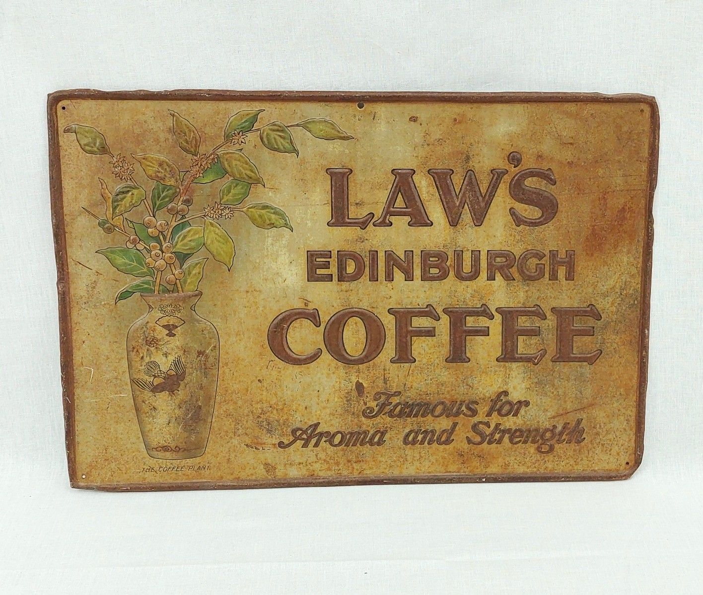 Victorian Laws Edinburgh Coffee Embossed Advertising Sign