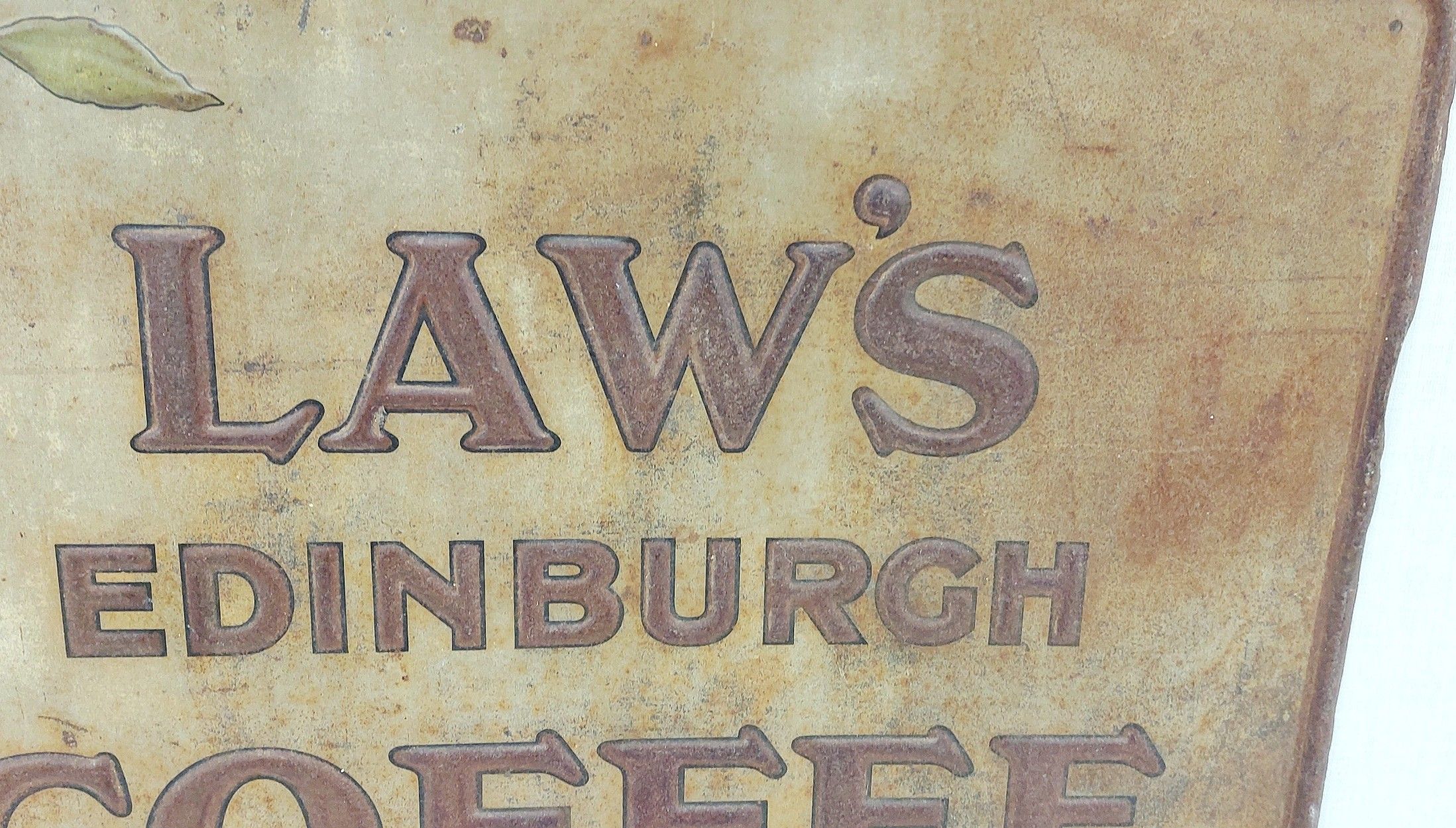 Victorian Laws Edinburgh Coffee Embossed Advertising Sign - Image 5