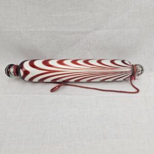 Victorian Red And White Combed Nailsea Glass Rolling Pin
