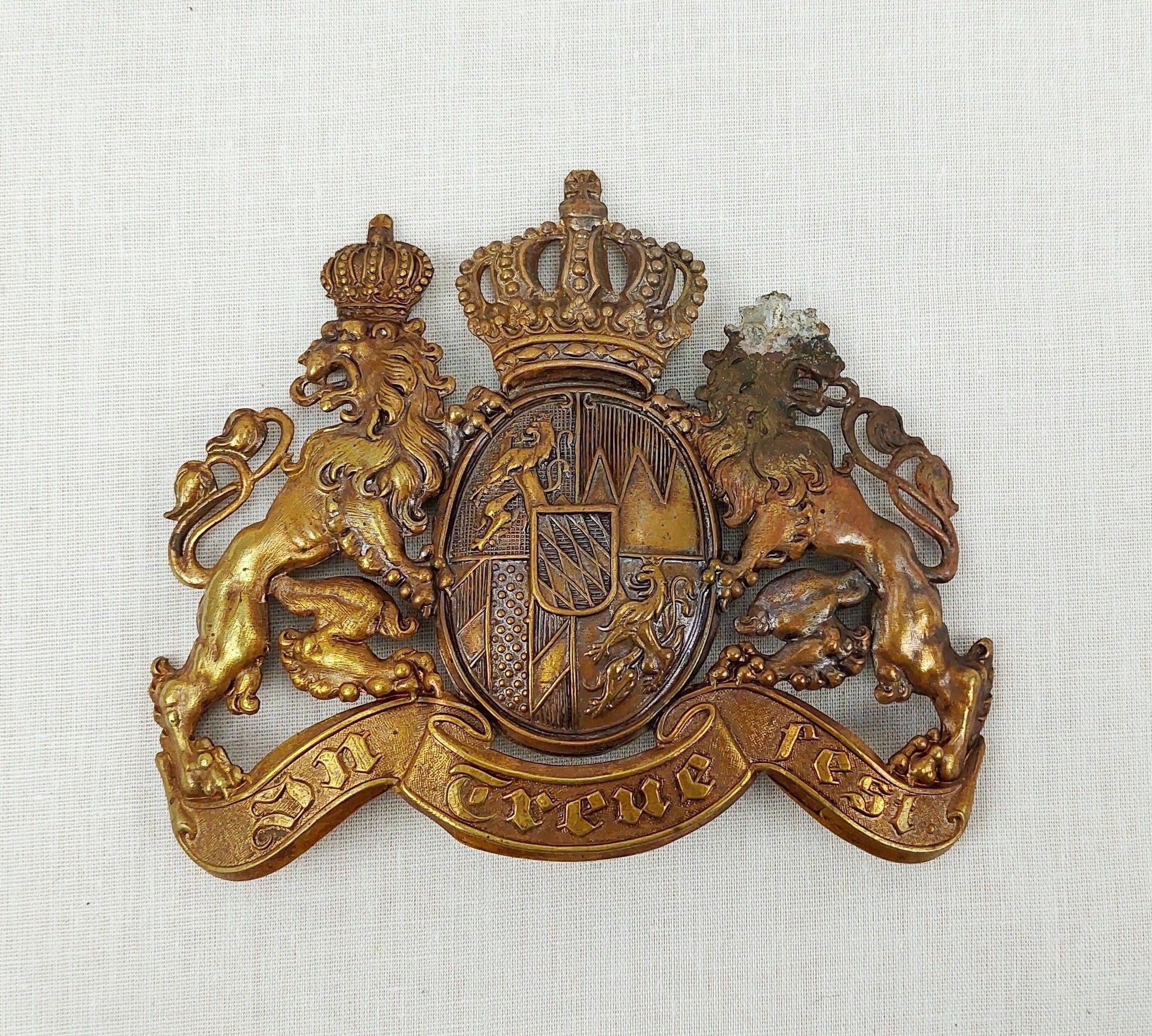 WW1 Imperial German Bavarian Pickelhaube Helmet Plate