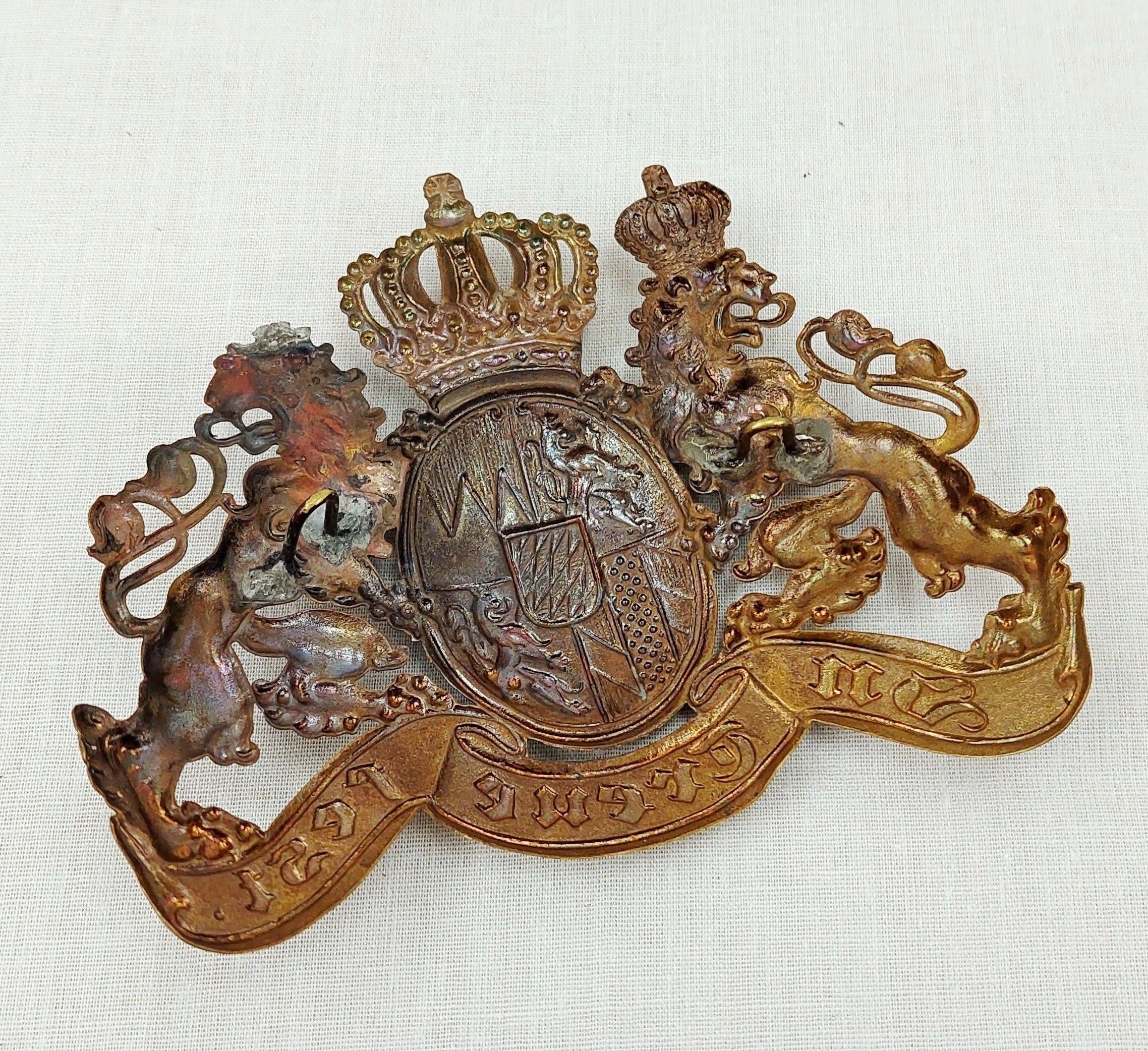 WW1 Imperial German Bavarian Pickelhaube Helmet Plate - Image 2