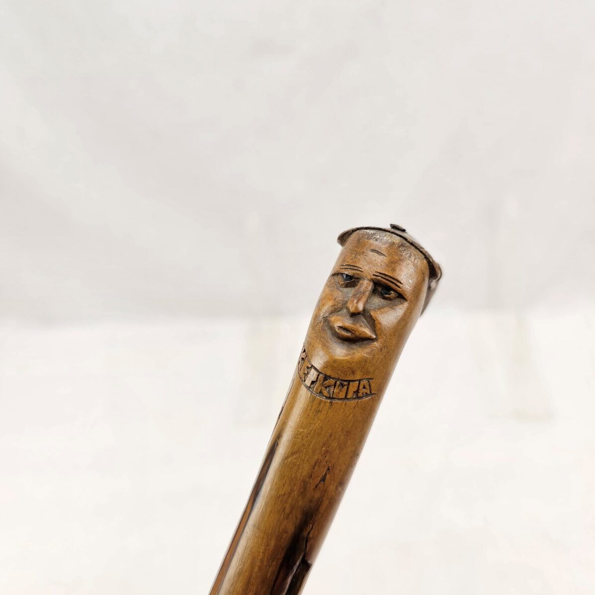 WW1 Turkish Prisoner of War Carved Horse Head Wooden Walking Stick - Image 3